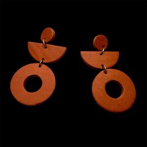 Terracotta Colored Handmade Clay Earrings